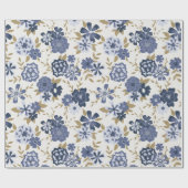 Bloemen Blauwe Wijnstok Botanische Gift Cadeaupapier (Vlak)