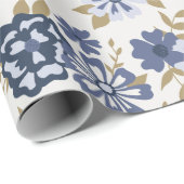 Bloemen Blauwe Wijnstok Botanische Gift Cadeaupapier (Rol Hoek)