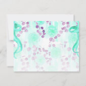 Bloemen Blauwgroen Bruiloft Paarse Handfasting Save The Date (Achterkant)