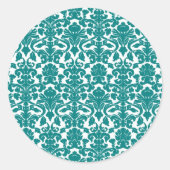   Bloemen Blauwgroen Damask Sticker (Voorkant)