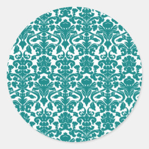   Bloemen Blauwgroen Damask Sticker
