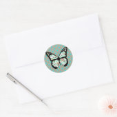 Bloemen Blauwgroen en roze vlinder Stickers (Envelop)