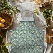 Bloemen Blauwgroen en Wit Schort