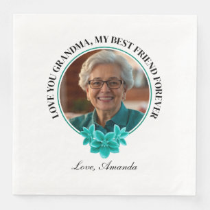 Bloemen Blauwgroen Lijst Kleinkind naar Oma Foto Servet