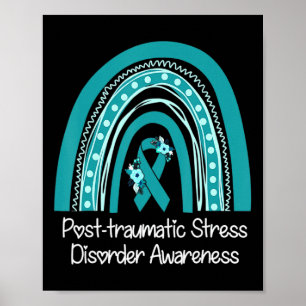 Bloemen Blauwgroen Lint Regenboog Warrior PTSS Awa Poster