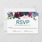Bloemen Blauwgroen - RSVP Kaart (Voorkant)