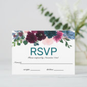 Bloemen Blauwgroen - RSVP Kaart (Staand voorkant)