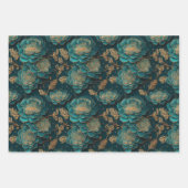 Bloemen Blauwgroen Verpakking Papier Flat Sheet Se Inpakpapier Vel (Voorkant 2)