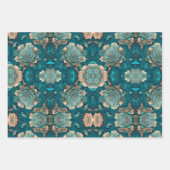 Bloemen Blauwgroen Verpakking Papier Flat Sheet Se Inpakpapier Vel (Voorkant)