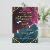 Bloemen Blauwgroen Waterverf - 3x5 bruiloft Uitnod Kaart (Staand voorkant)