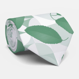 Bloemen Blauwgroen & Wit Tropisch Bladeren Patroon Stropdas