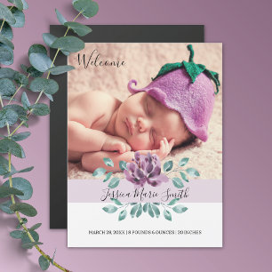 Bloemen Bloei Baby Magnetische Geboorteaankondigin Uitnodiging