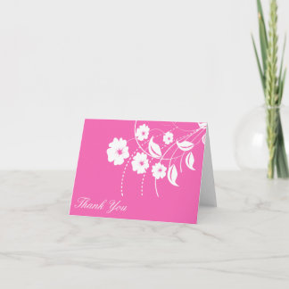 Bloemen bloei dank u Notecard (Donker Roze) Bedankkaart