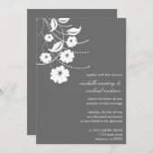 Bloemen bloei (de Donkergrijze) Uitnodiging van (Voorkant / Achterkant)