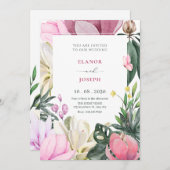 Bloemen bloei waterverf bruiloft kaart (Voorkant / Achterkant)