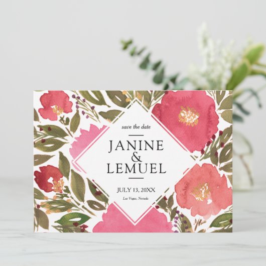 Bloemen Bloeien Bewaar de Datum Kaart (Staand voorkant)