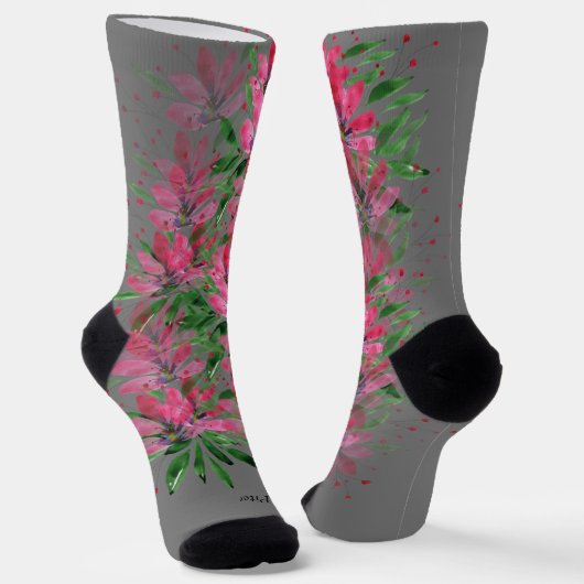 Bloemen Bloeien Boho Koppel Waterverf Monogram Sokken (Gebogen)