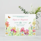 Bloemen bloeien bruiloft kaart (Staand voorkant)