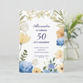 Bloemen bloeien hortensia kleurrijke 50ste verjaar kaart (Staand voorkant)