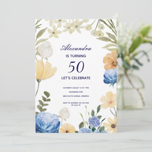 Bloemen bloeien hortensia kleurrijke 50ste verjaar kaart (Staand voorkant)