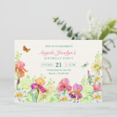 Bloemen bloeien op verjaardag kaart (Staand voorkant)