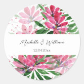 Bloemen Bloeien Originele Kunst Aquarel Met Initia Ronde Sticker (Voorkant)