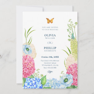Bloemen bloeien vlinder bruiloft kaart