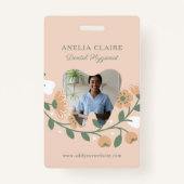 Bloemen Bloeiende Tand Logo Monogram Foto Badge (Voorkant)