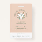 Bloemen Bloeiende Tand Logo Monogram Foto Badge (Achterkant)