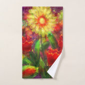 Bloemen Bloem Abstracte Kunst Rood Geel Bad Handdoek (Handdoek)