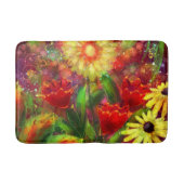Bloemen Bloem Abstracte Kunst Rood Geel Badmat (Voorkant)