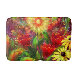 Bloemen Bloem Abstracte Kunst Rood Geel Badmat
