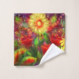 Bloemen Bloem Abstracte Kunst Rood Geel Washandje