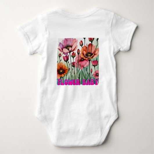 bloemen bloem baby modern cadeau voor haar romper (Achterkant)