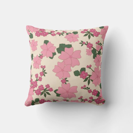 Bloemen Bloem Behang Roze Sierkussen (Achterkant)