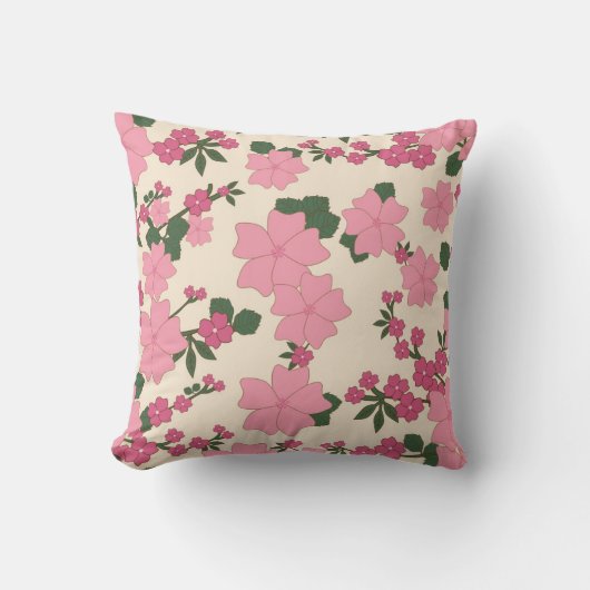 Bloemen Bloem Behang Roze Sierkussen (Voorkant)