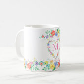 bloemen bloem initiaal monogram waterverf koffiemok (Voorkant links)