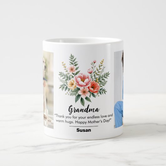 Bloemen Bloem Moederdag Granma Gift Jumbo Grote Koffiekop (Voorkant)