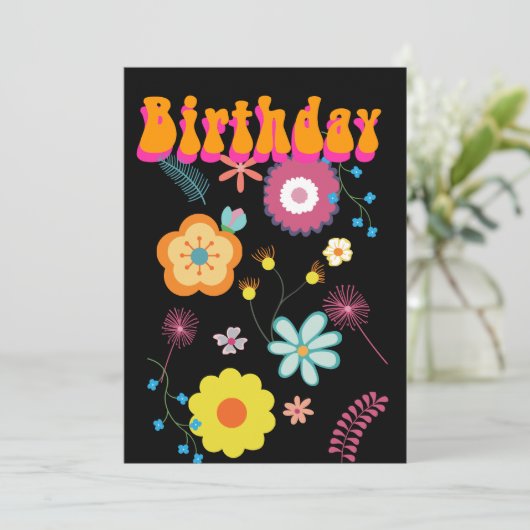 Bloemen Bloem Power Kleurrijke Verjaardag Uitnodig Kaart (Staand voorkant)