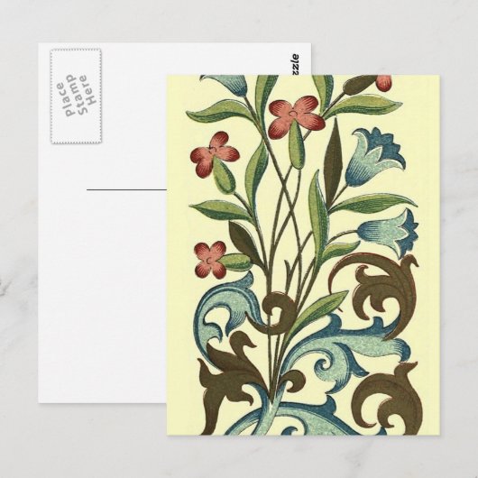 Bloemen Bloemen Bloemen Behang Art Nouveau  Briefkaart (Voorkant / Achterkant)