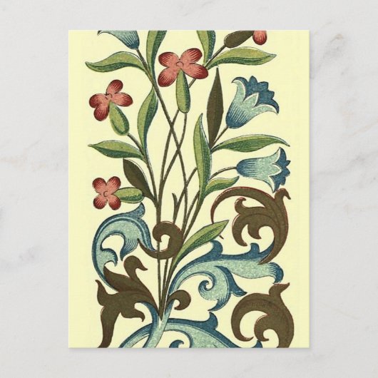 Bloemen Bloemen Bloemen Behang Art Nouveau Briefkaart (Voorkant)