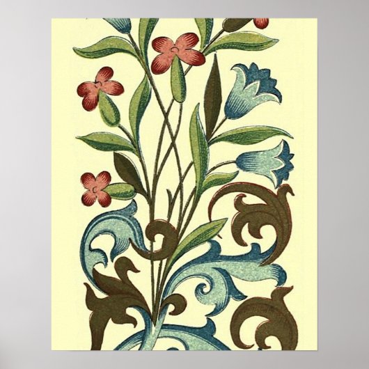 Bloemen Bloemen Bloemen Behang Art Nouveau  Poster (Voorkant)