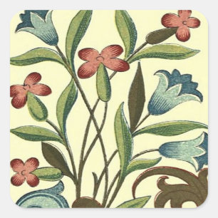 Bloemen Bloemen Bloemen Behang Art Nouveau Vierkante Sticker
