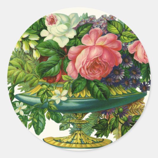 bloemen, bloemen, bloemen ronde sticker (Voorkant)