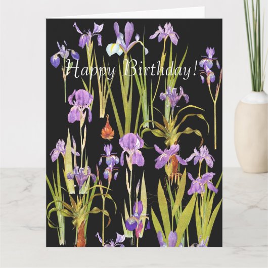 Bloemen Bloemen Botanische Iris Grote Verjaardag K Kaart (Voorkant)
