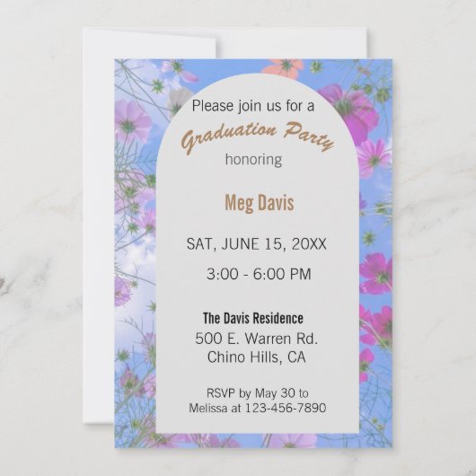 Bloemen Bloemen Custom Details Graduation Party Kaart (Achterkant)