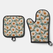 Bloemen Bloemen Daisy patroon Ovenwant & Pannenlap Set (Voorkant)