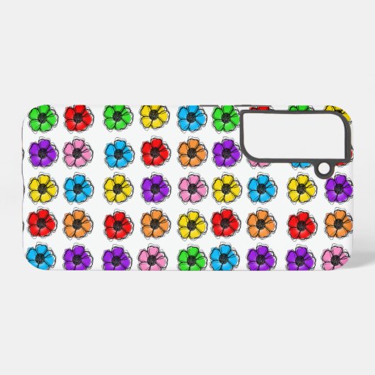 Bloemen Bloemen Doodle Line Art Waterverf Abstract Samsung Galaxy Hoesje (Achterkant horizontaal)