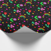 Bloemen, bloemen en poka Dots Girl's Cadeaupapier (Hoek)