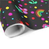 Bloemen, bloemen en poka Dots Girl's Cadeaupapier (Rol Hoek)